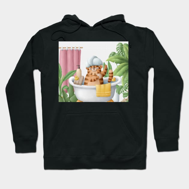 Cute tiger in bath Hoodie by CaptainPixel